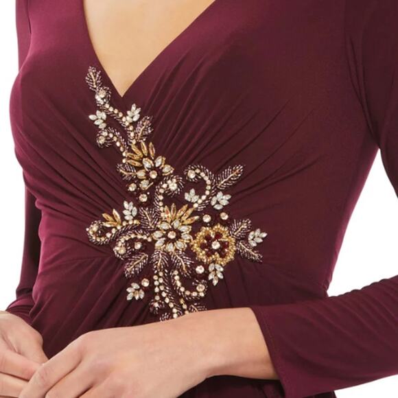Mac Duggal Burgundy Embellished Midi Dress - Picture 3 of 3